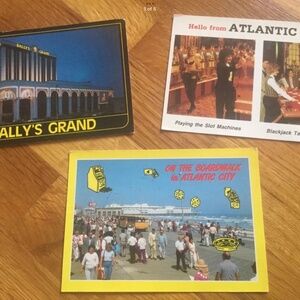 VINTAGE POSTCARDS 3 ATLANTIC CITY BALLY RESORT CASINO BOARDWALK POST CARDS NJ